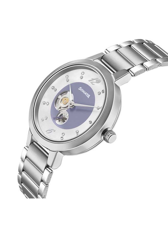 Sonata Stainless Steel Chronograph Wrist Watch 8141SM14 - 32 mm - Silver - Image 2