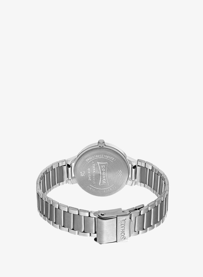 Sonata Stainless Steel Chronograph Wrist Watch 8141SM14 - 32 mm - Silver - Image 3