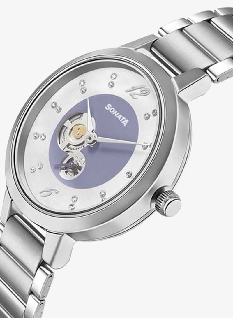 Sonata Stainless Steel Chronograph Wrist Watch 8141SM14 - 32 mm - Silver - Image 2