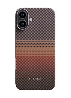 PITAKA pitaka for iPhone 16 Case Compatible with MagSafe, Thin & Light iPhone 16 Case with a Caseless Feel, 1500D Aramid Fiber Woven Tactile Woven Case - Sunset  - Image 1