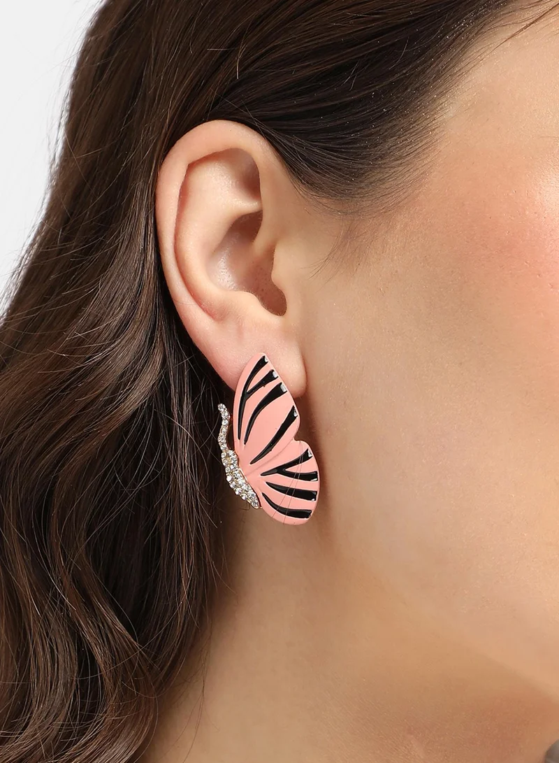SOHI Butterfly Enamel Artificial Stud Earring Jewellery