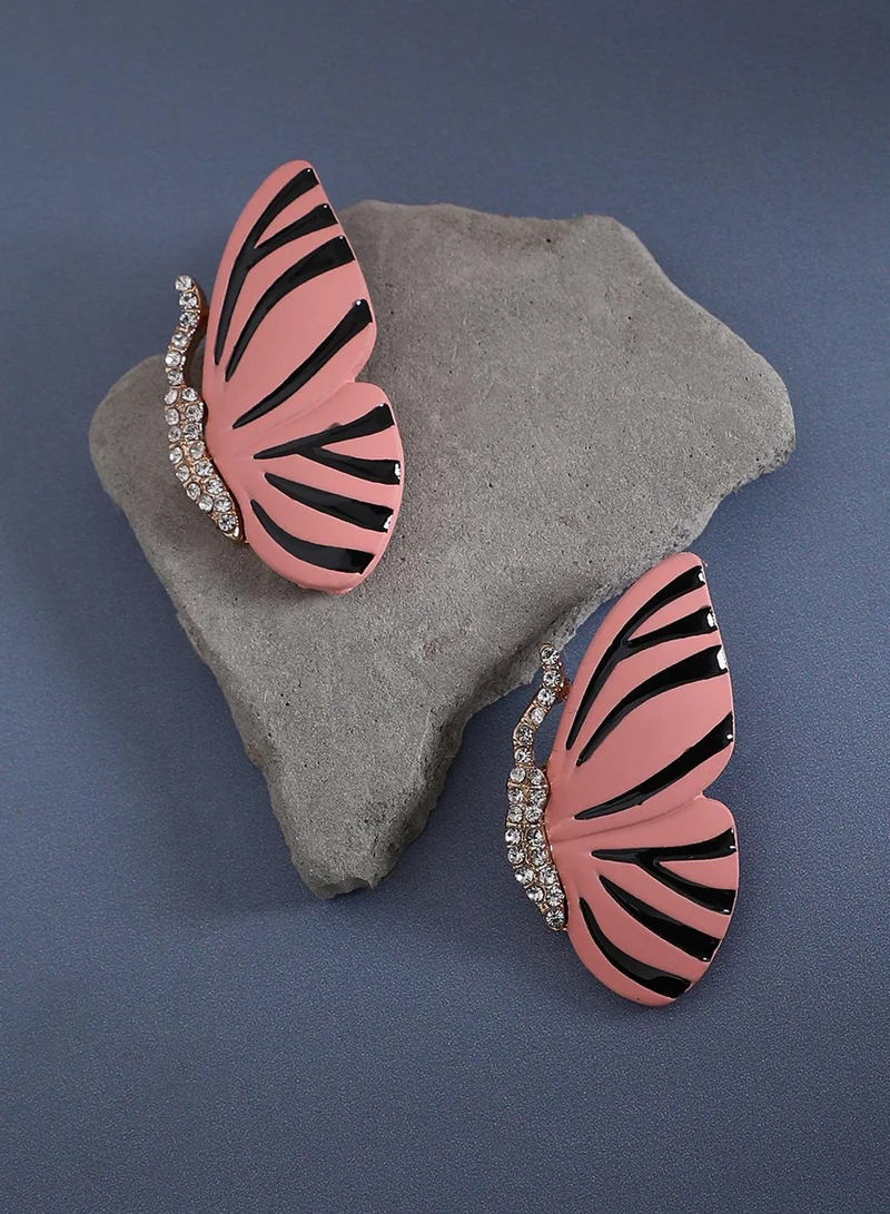 SOHI Butterfly Enamel Artificial Stud Earring Jewellery