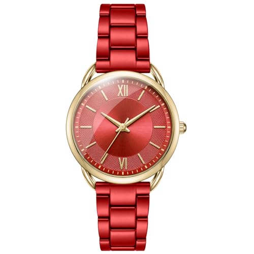 Bisley Womens Red Watch Metal Bracelet Three Hand Analog Watch - Image 1