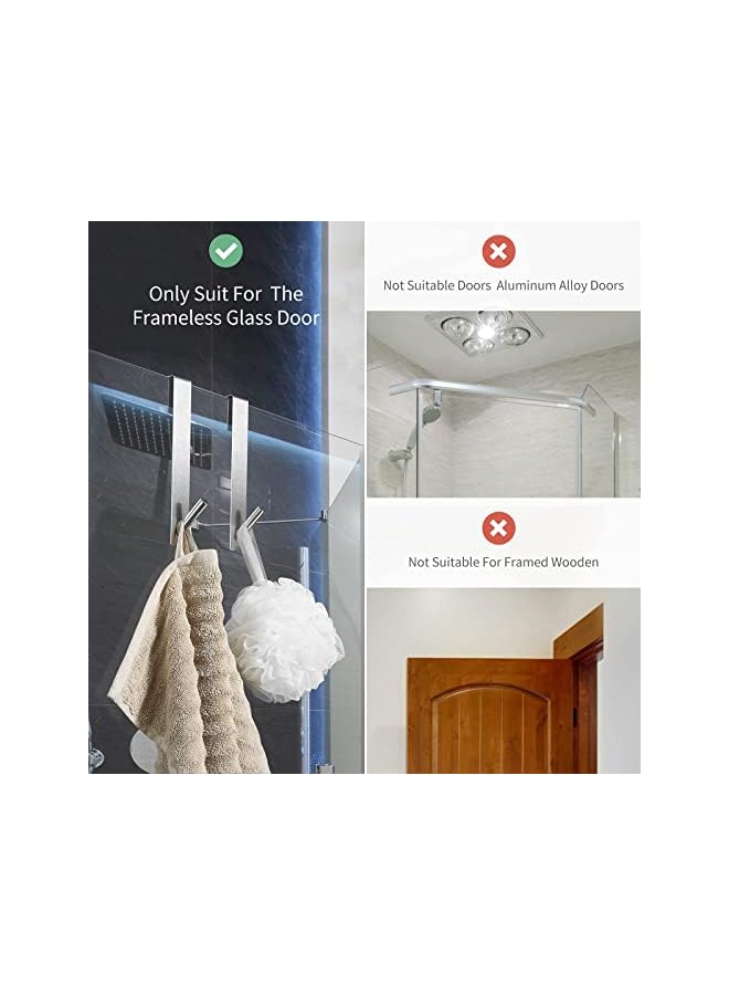 promass Extended Shower Door Hooks (7-Inch), Over Door Hooks for Bathroom Frameless Glass Shower Door, Towel Hooks, 2 Pack - Image 2