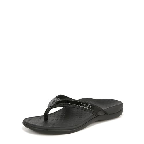 Vionic Tide Thong Sandals Black Patent Webbing 11 M - Image 1