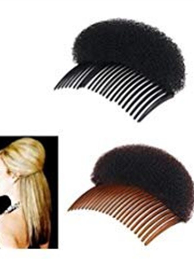 Luzen 2Pices(1Black+1Brown) Women Bump It Up Volume Hair Base Styling Clip Stick Bum Maker Braid Insert Tool Do Beehive Hair Styler Party Hair Accessories with Comb