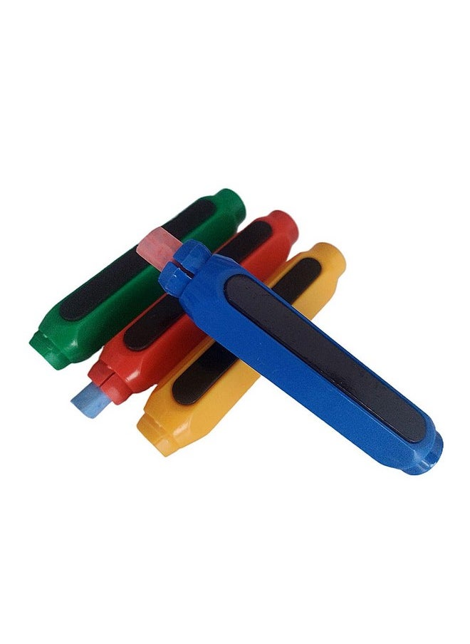 Honkenda Plastic Magnetic Chalk Holders With Storage Case, 4 Pack Blackboard Adjustable Chalk Clip Chalk Covers For Teachers School Office Drawing Chalkboard (Blue, Green, Red, Yellow)  - Image 1