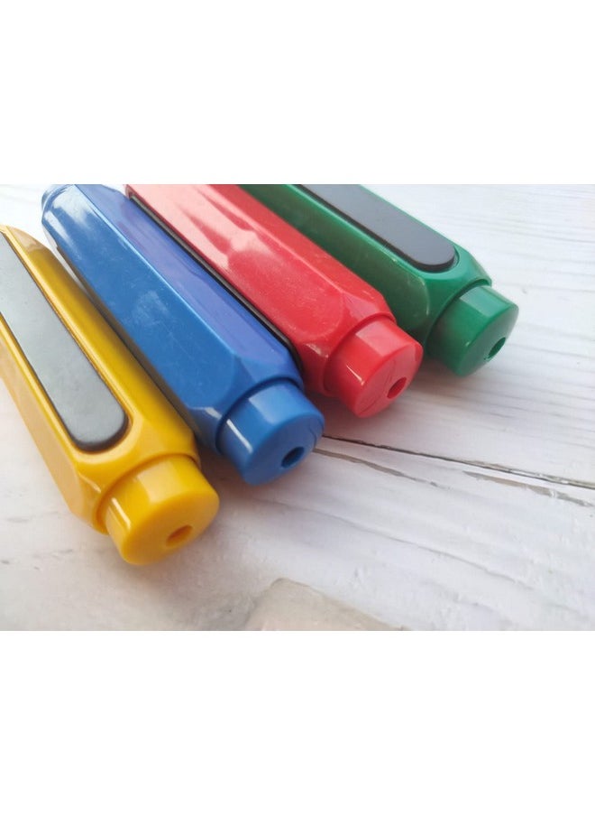Honkenda Plastic Magnetic Chalk Holders With Storage Case, 4 Pack Blackboard Adjustable Chalk Clip Chalk Covers For Teachers School Office Drawing Chalkboard (Blue, Green, Red, Yellow)  - Image 5