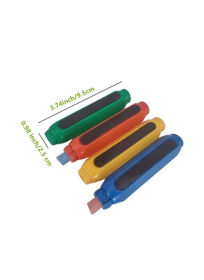 Honkenda Plastic Magnetic Chalk Holders With Storage Case, 4 Pack Blackboard Adjustable Chalk Clip Chalk Covers For Teachers School Office Drawing Chalkboard (Blue, Green, Red, Yellow)  - Image 2
