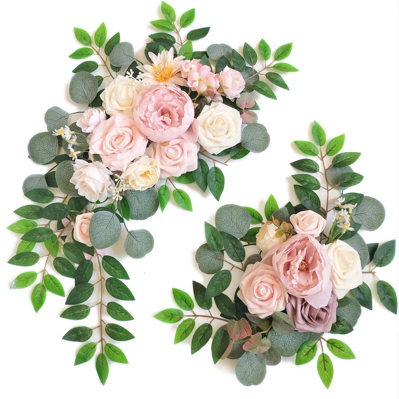 Piklado Faux Flower Swag Set of 2 for Wedding Welcome Signs Floral Swag Wedding Reception Ceremony Signs Decor Pink