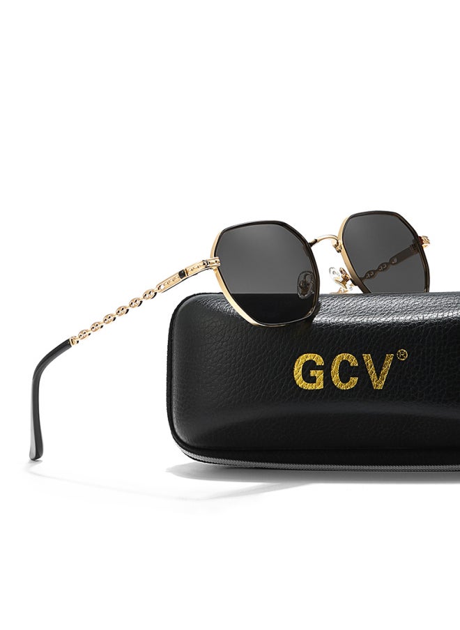 Generic - GCV brand classic retro women's rectangular square metal frame glasses, sunglasses, Polaroid lenses，Box Oculos De Sol Gafas-Lenses Color:Tea-Ships From:CHINA-Frame Color:Polarized - Image 1