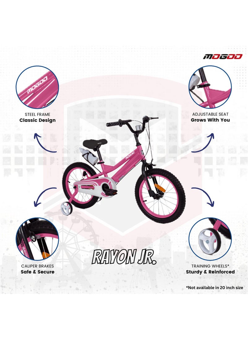 MOGOO - Rayon Junior 2.0 100% Assembled Kids Bicycle 16 Inch - Pink  - Image 3
