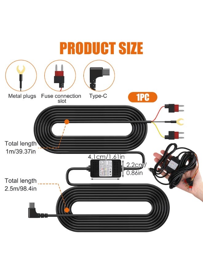 SANMUGEED Dashcam Hard Wire USB Type C 12V 24V to 5V/3A Power Supply for Car Camera with Low Voltages Protective&Fuses - Image 3