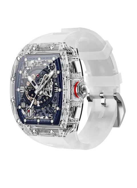 2023 Smart Watch Men IP68 Waterproof Blood Pressure Oxygen NFC AI Voice Bluetooth Call Swimming Sports Crystal Clear Case Health Monitoring