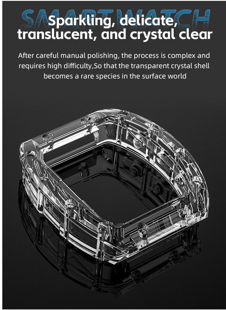 2023 Smart Watch Men IP68 Waterproof Blood Pressure Oxygen NFC AI Voice Bluetooth Call Swimming Sports Crystal Clear Case Health Monitoring