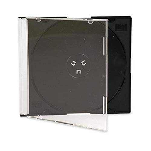 Maxtek Ultra Thin 5.2mm Slim Clear CD Jewel Case with Built in Black Tray, 100 Pack. - Image 1