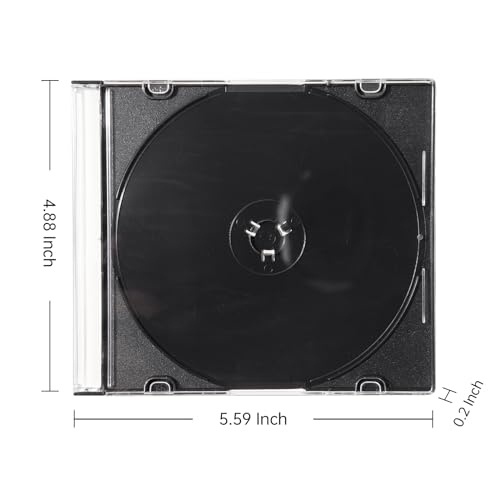 Maxtek Ultra Thin 5.2mm Slim Clear CD Jewel Case with Built in Black Tray, 100 Pack. - Image 2