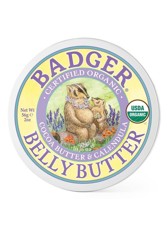 Badger Belly Butter, Cocoa Butter & Calendula, Certified Organic Belly Butter, Vitamin E Belly Butter, Coconut Oil Belly Butter, Pregnant Belly Butter for Stretched Skin, 2 oz 