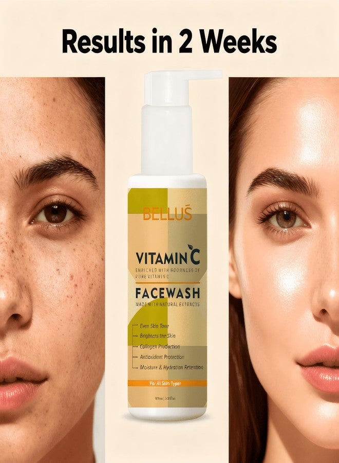 Bellus Vitamin C Brightening Face Wash | Hyperpigmentation & Dark Spots Remover | Ferulic Acid | For Men & Women | 100ml - Image 4