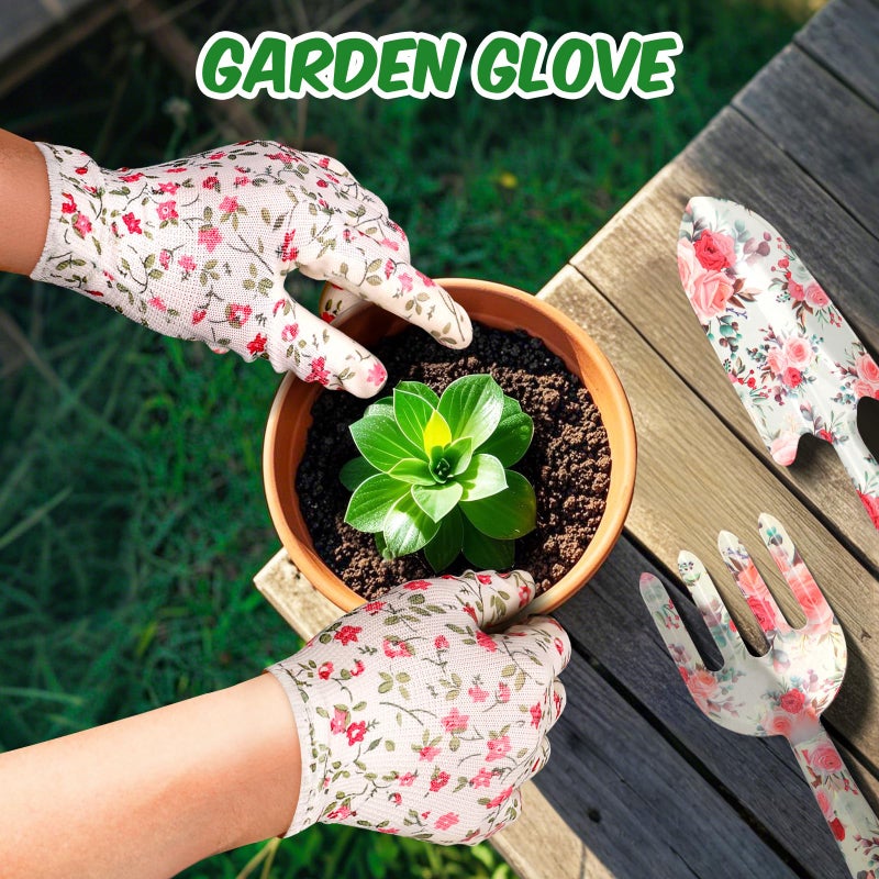 Futricy Gardening Gifts for Women, Gardening Supplies Garden Tools with Hand Fork Trowel Gloves Apron, for Mom Women Grandma, Valentine's Day for Her, Christmas Birthday Present - Image 5