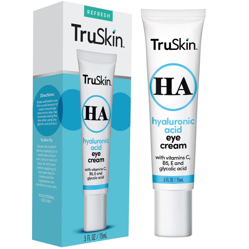 TruSkin Eye Cream for a Hydrated, Brighter-Looking Eye Area - Improve Appearance of Dark Circles & Puffiness - Hyaluronic Acid, Glycolic Acid, Vitamins C, B5, E - Under Eye Cream for Women, 0.5 fl oz - Image 1