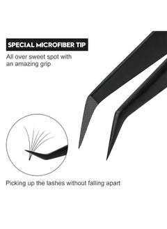 Ms.Queen Ms.Queen Lash Extension Tweezers, Fiber Tip Lashing Tweezers for Volume & Individual Eyelash Extensions,Black  - Image 2