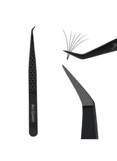 Ms.Queen Ms.Queen Lash Extension Tweezers, Fiber Tip Lashing Tweezers for Volume & Individual Eyelash Extensions,Black  - Image 1