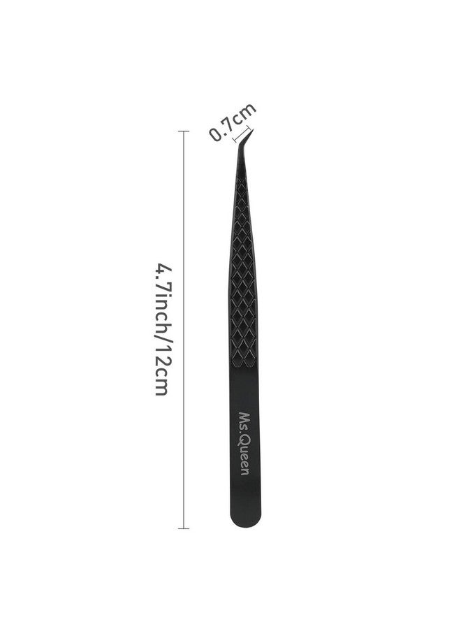 Ms.Queen Lash Extension Tweezers, Fiber Tip Lashing Tweezers for Volume & Individual Eyelash Extensions,Black