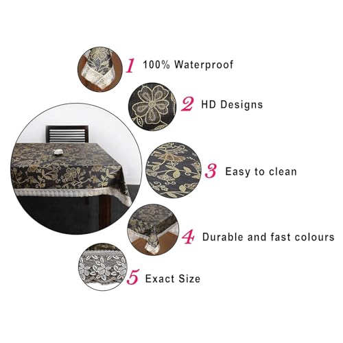 Homerz Premium 6-8 Seater Dining Table Cover, Waterproof and Dustproof (Golden Floral, 60x90 inch- 6-8 Seater) - Image 4