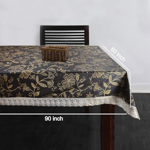 Homerz Premium 6-8 Seater Dining Table Cover, Waterproof and Dustproof (Golden Floral, 60x90 inch- 6-8 Seater) - Image 3