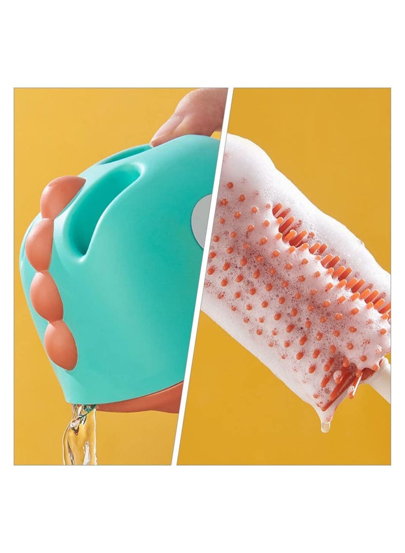 KASTWAVE مجموعة فرشاة زجاجة الأطفال، 4 في 1 فرشاة تنظيف زجاجة سيليكون ناعمة مع فرشاة حلمة ومنظف قشة وحامل، لتنظيف زجاجات المياه وزجاجات الأطفال والأكواب الزجاجية والحراريات - Image 3