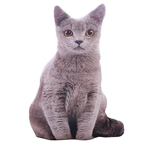 Maomoto 196 Cat Shape Throw Pillow Plushie Cushion Pillow Doll 3D Simulation Cat Plush Stuffed Animal Toy for KidsSofa Chair Home Decor - Image 1