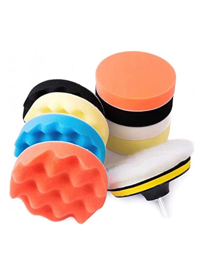 Auto Polishing Pad Kit 3-Inch Buffing Pad 10 Pcs Polishing Pads Kit Car Buffer Polisher Kit Drill Buffing Kit With Drill Adapter For Car Polishing Waxing Sealing Glaz - Image 1