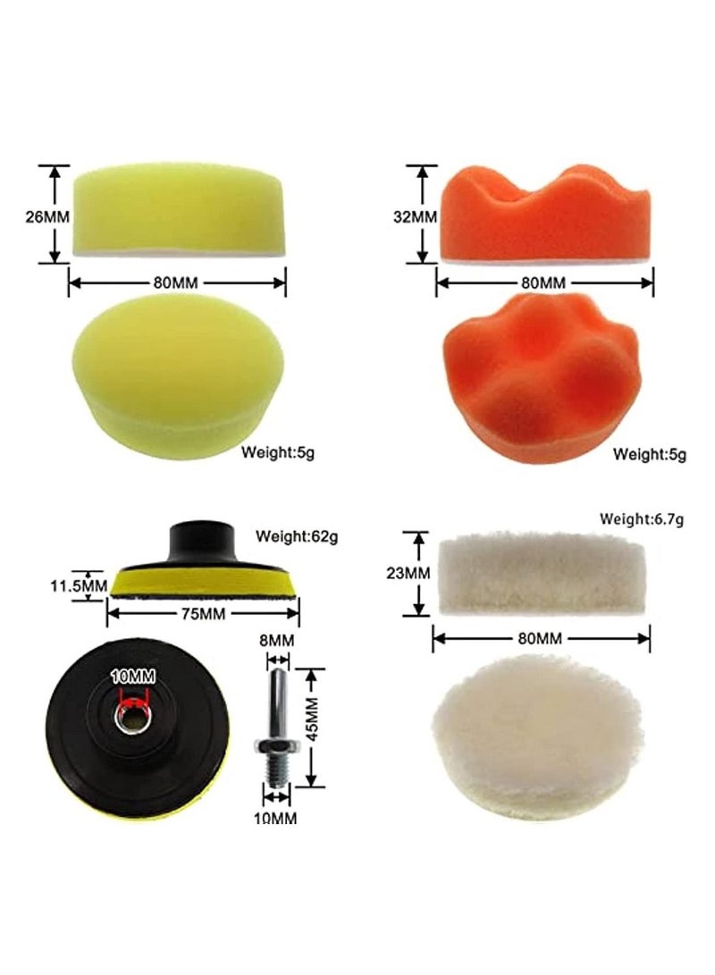 Auto Polishing Pad Kit 3-Inch Buffing Pad 10 Pcs Polishing Pads Kit Car Buffer Polisher Kit Drill Buffing Kit With Drill Adapter For Car Polishing Waxing Sealing Glaz - Image 2