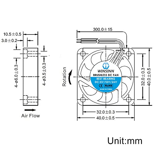 WINSINN مروحة USB RGB 40 مم 5V، مروحة تبريد بدون فرش 40 ممx10 مم 2PIN (عبوة من 4 قطع) - Image 2