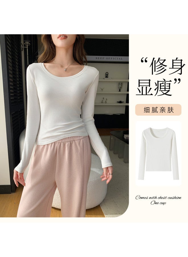 Modal Basic Versatile Solid Color Round Neck Women'S Long Sleeve Base Shirt, Slim Fit For Layering, Can Be Worn As Outerwear, Autumn Top - Image 5