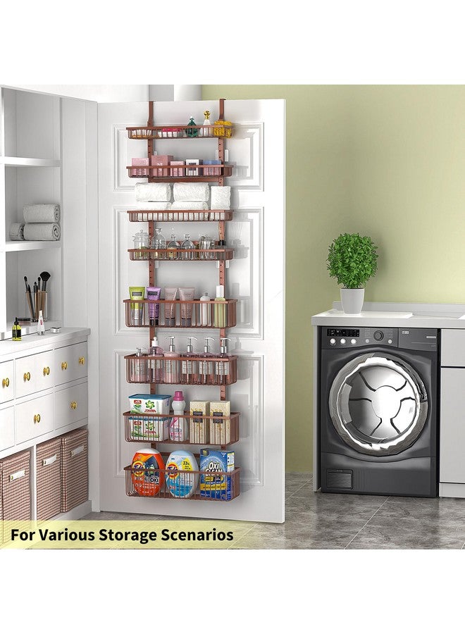 Moforoco Moforoco Over The Door Pantry Organizer, Pantry Door Organizer Shelves, Kitchen Organizers and Storage, Hanging Basket Wall Spice Rack Seasoning Shelves, Laundry Room Bathroom accessories（Brown ）  - Image 3