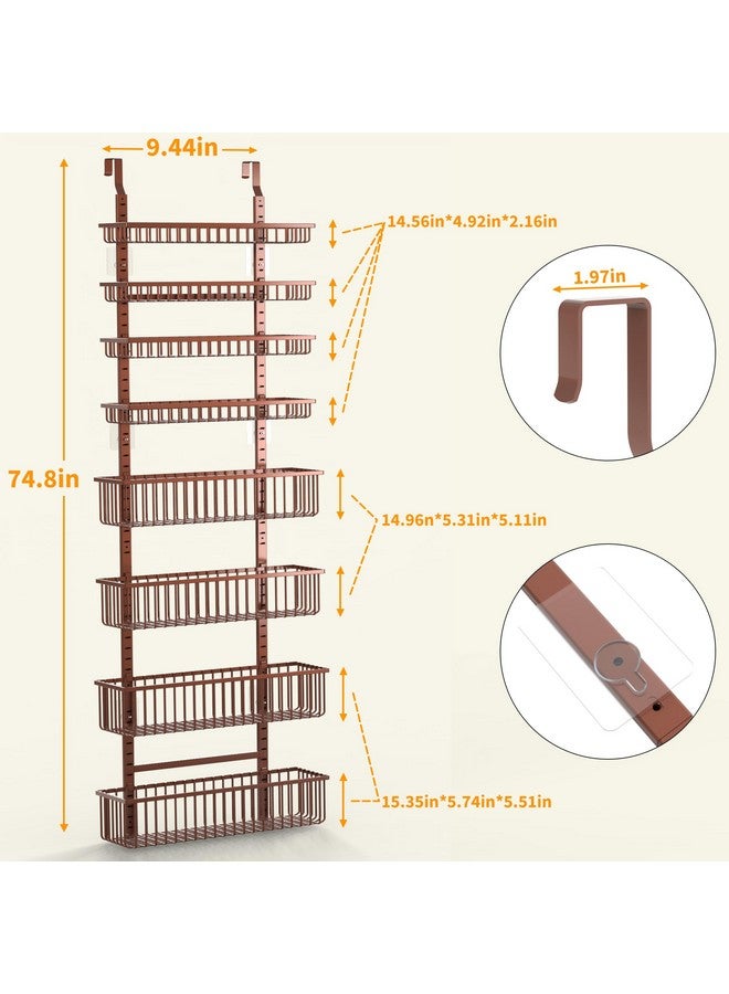 Moforoco Moforoco Over The Door Pantry Organizer, Pantry Door Organizer Shelves, Kitchen Organizers and Storage, Hanging Basket Wall Spice Rack Seasoning Shelves, Laundry Room Bathroom accessories（Brown ）  - Image 5