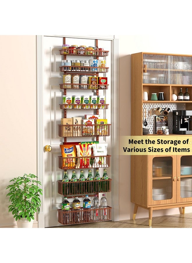 Moforoco Moforoco Over The Door Pantry Organizer, Pantry Door Organizer Shelves, Kitchen Organizers and Storage, Hanging Basket Wall Spice Rack Seasoning Shelves, Laundry Room Bathroom accessories（Brown ）  - Image 4