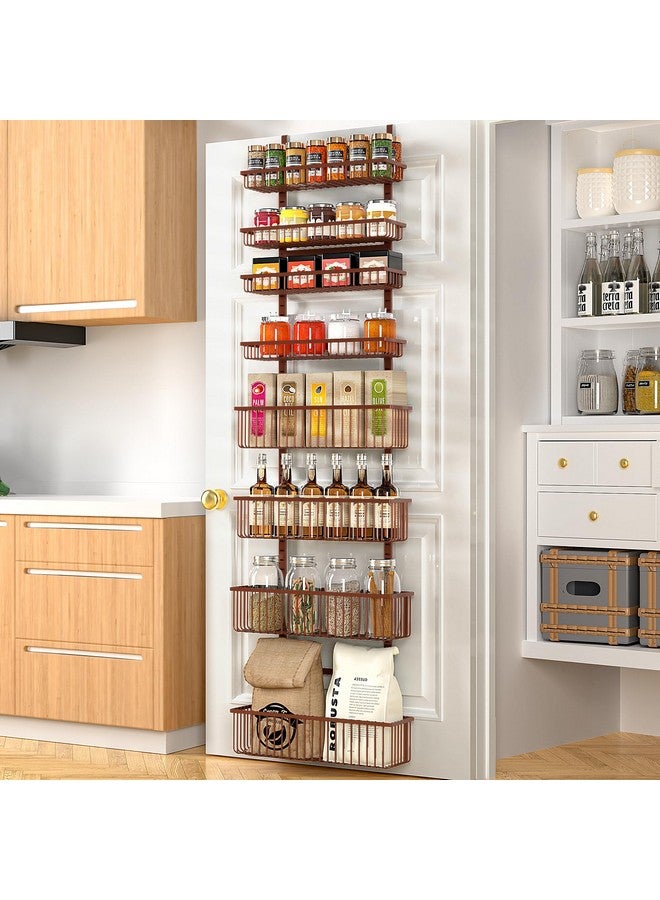 Moforoco Moforoco Over The Door Pantry Organizer, Pantry Door Organizer Shelves, Kitchen Organizers and Storage, Hanging Basket Wall Spice Rack Seasoning Shelves, Laundry Room Bathroom accessories（Brown ）  - Image 1