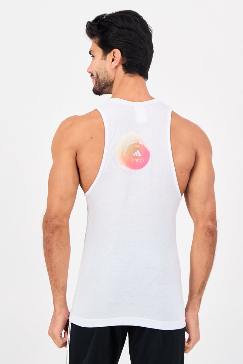 Adidas Men Sportswear Fit Sleeveless Training Vest, White - Image 4