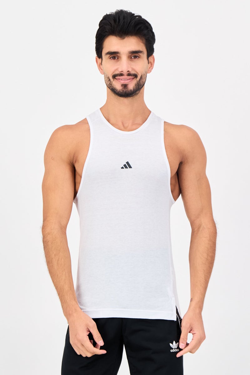 Adidas Men Sportswear Fit Sleeveless Training Vest, White - Image 1