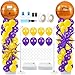Kasyat 2 Sets Basketball Balloon Column Stand Kit with 4d Basketball Gold Purple Star Foil Balloons Purple and Yellow Arch Kit for Floor for Graduation Anniversary Decorations - Image 2