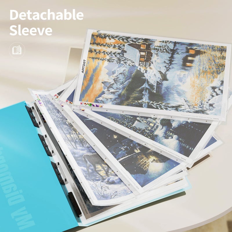 ARTDOT A1 Storage Book for Diamond Painting Kits, Diamond Art Portfolio Folder for Diamond Painting Accessories with 13 Pockets, 26 Views Protectors (34x25.4inches) - Image 5