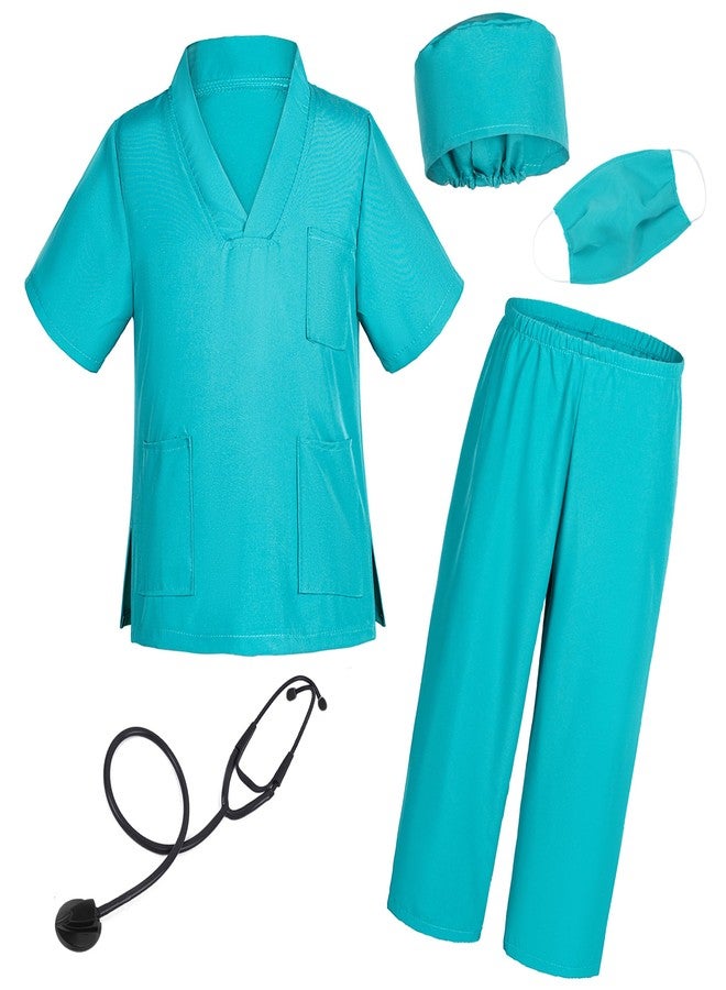TOGROP Doctor Costume for Kids Scrubs Pants with Accessories Set Children Party Cosplay Green 10-12 Years - Image 5