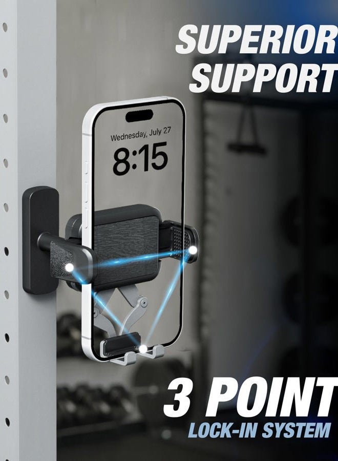 OEO Magnetic Phone Holder for Gym | Magnet Gym Phone Mount with Quick Release Clamp for Android & iPhone | Compatible with 4”–7.1” Phones & Thick Cases | Gym Accessories for Men & Women - Image 2