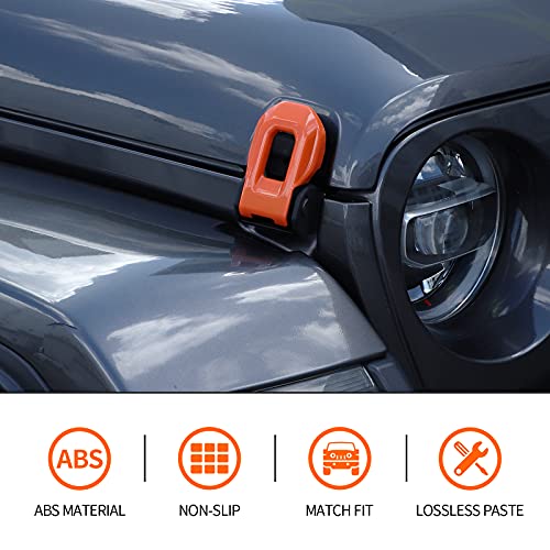 CheroCar for Jeep Hood Lock Latches Cover Catch Brackets Cover External Accessories Decoration Stickers for 20182026 Jeep Wrangler JL JLU 20202026 Gladiator JT Orange - Image 3
