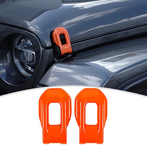 CheroCar for Jeep Hood Lock Latches Cover Catch Brackets Cover External Accessories Decoration Stickers for 20182026 Jeep Wrangler JL JLU 20202026 Gladiator JT Orange - Image 1