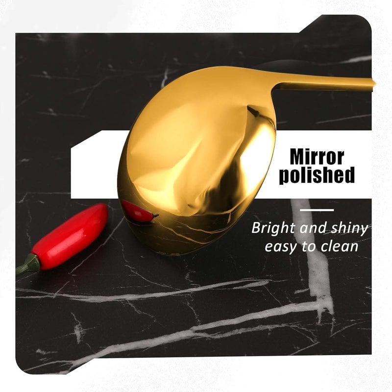 Hariendny Stainless Steel Gold Soup Ladle, 20 cm Sauce Ladle, Soup Ladle, Serving Spoon of Soups and Stews, Dishwasher Safe - Image 4