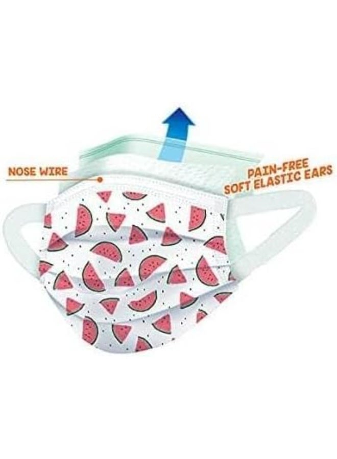 Kids' Surgical Face Masks with Watermelon Pattern – Soft Elastic Ear Loops – 3-Ply Protective Comfort – 46 Pieces per Pack - Image 5